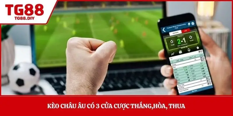 Kèo châu Âu có 3 cửa cược thắng,hòa, thua